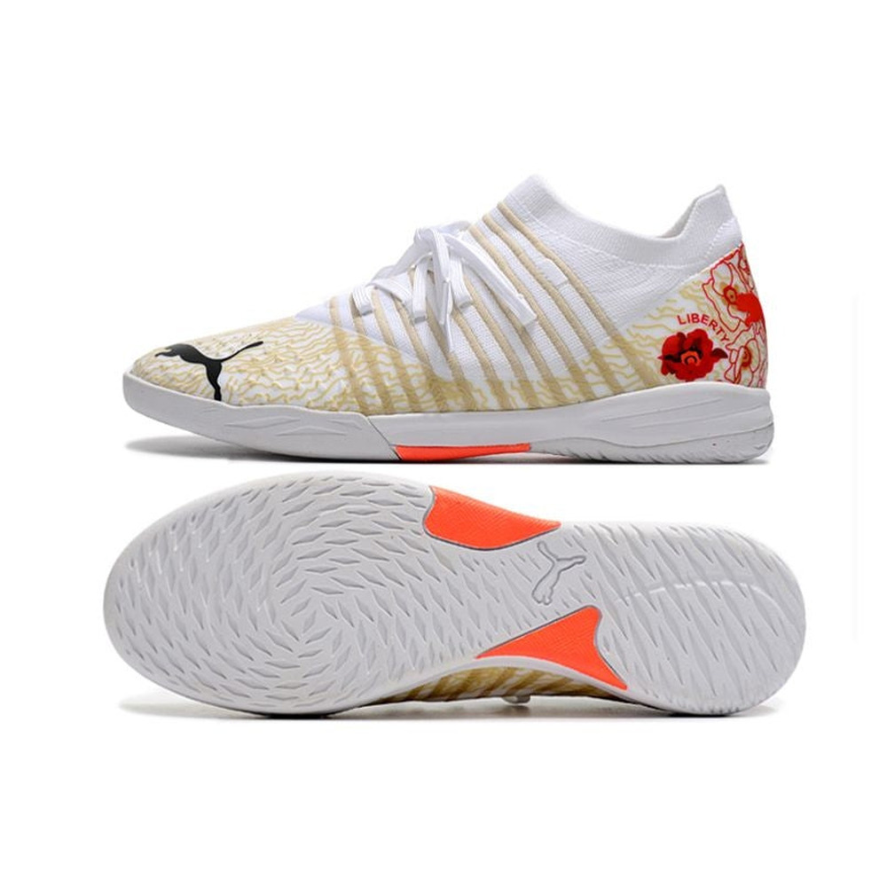 Chuteira Futsal Puma Future Z 1.3 IC Branca e Rosa 