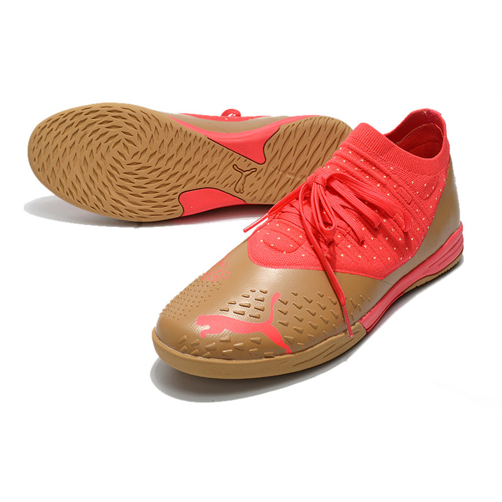 Chuteira Futsal Puma Future Z 1.3 IC Dourada e Laranja 