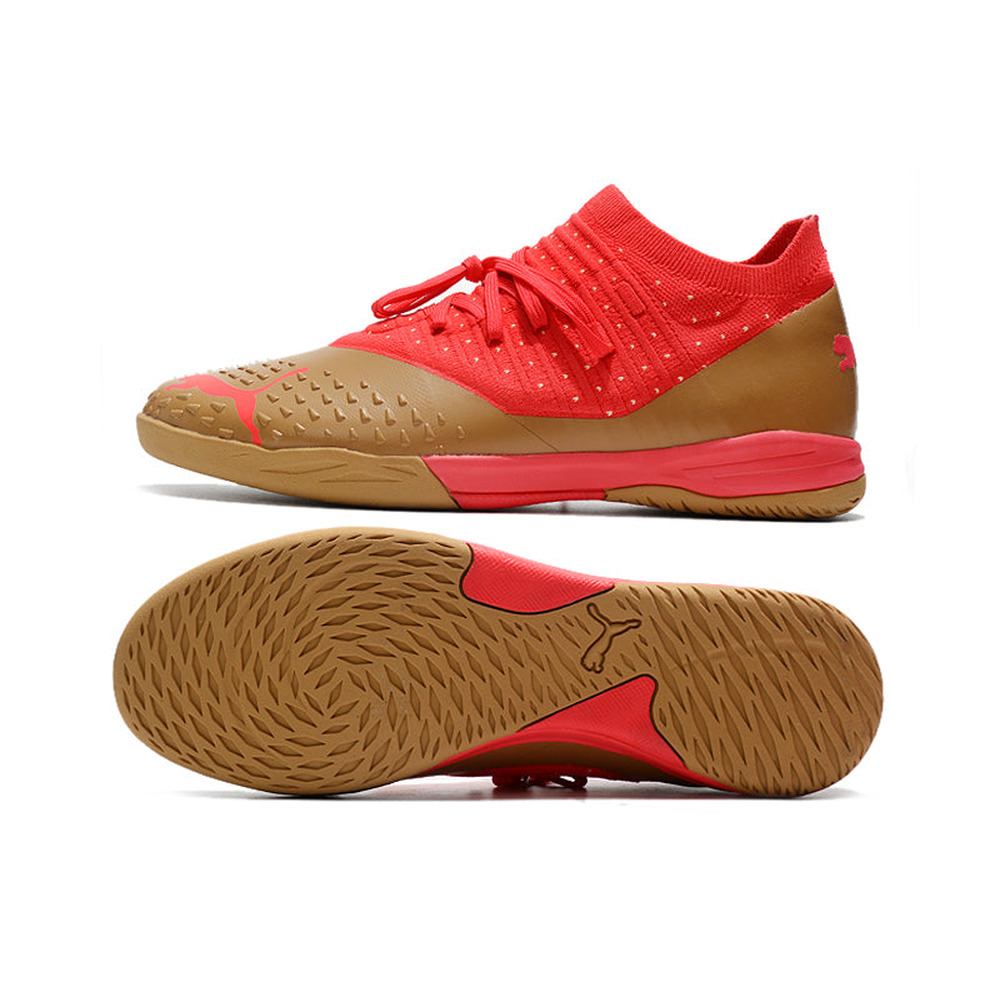 Chuteira Futsal Puma Future Z 1.3 IC Dourada e Laranja 