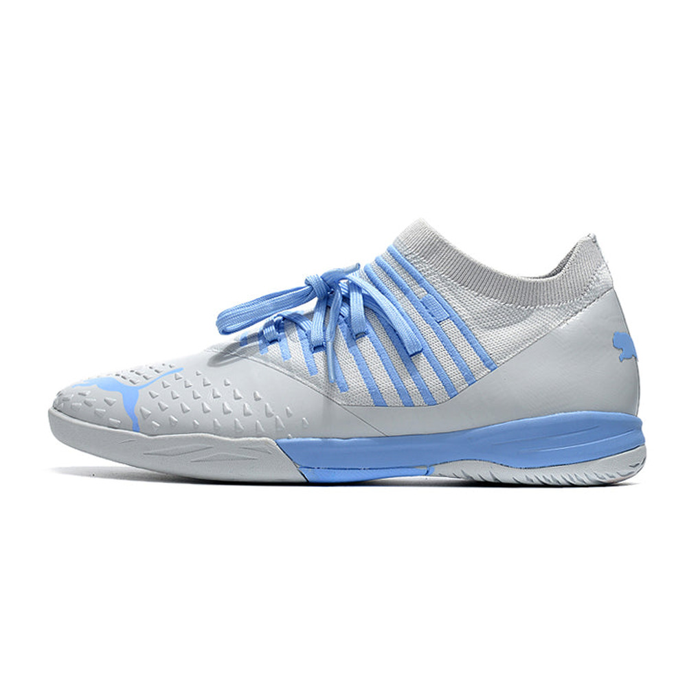 Chuteira Futsal Puma Future Z 1.3 IC Prata e Azul 