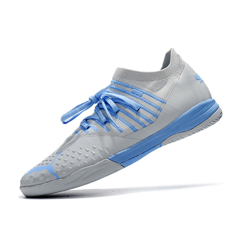 Chuteira Futsal Puma Future Z 1.3 IC Prata e Azul 