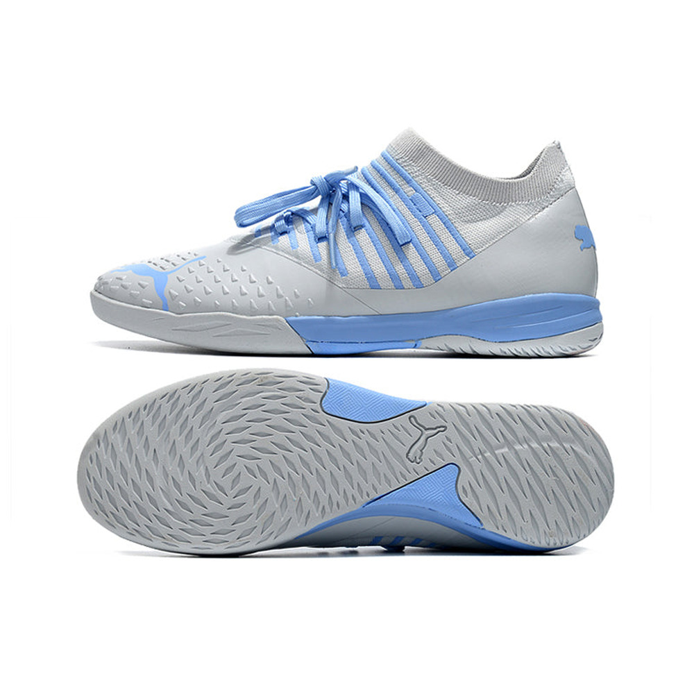Chuteira Futsal Puma Future Z 1.3 IC Prata e Azul 