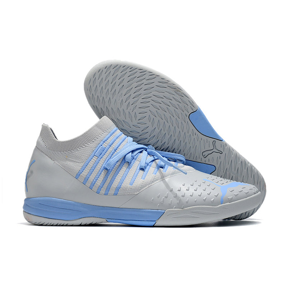 Chuteira Futsal Puma Future Z 1.3 IC Prata e Azul 