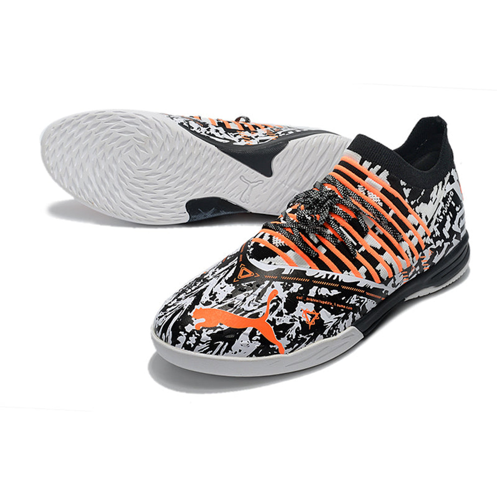 Chuteira Futsal Puma Future Z 1.3 IC Preto, Branco e Laranja 