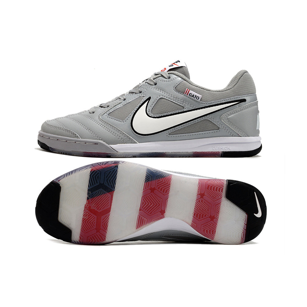 Chuteira Futsal Supreme x Nike SB Gato IC Cinza e Branca