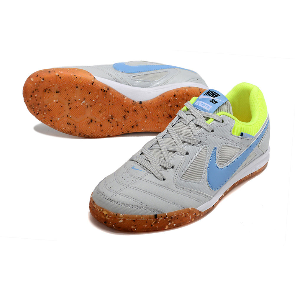 Chuteira Futsal Supreme x Nike SB Gato IC Cinza, Azul e Verde Neon
