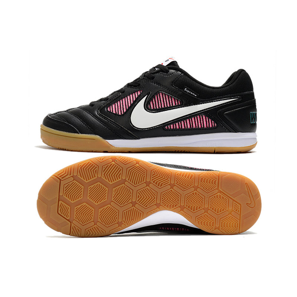 Chuteira Futsal Supreme X Nike SB Gato IC Preta, Branca e Rosa