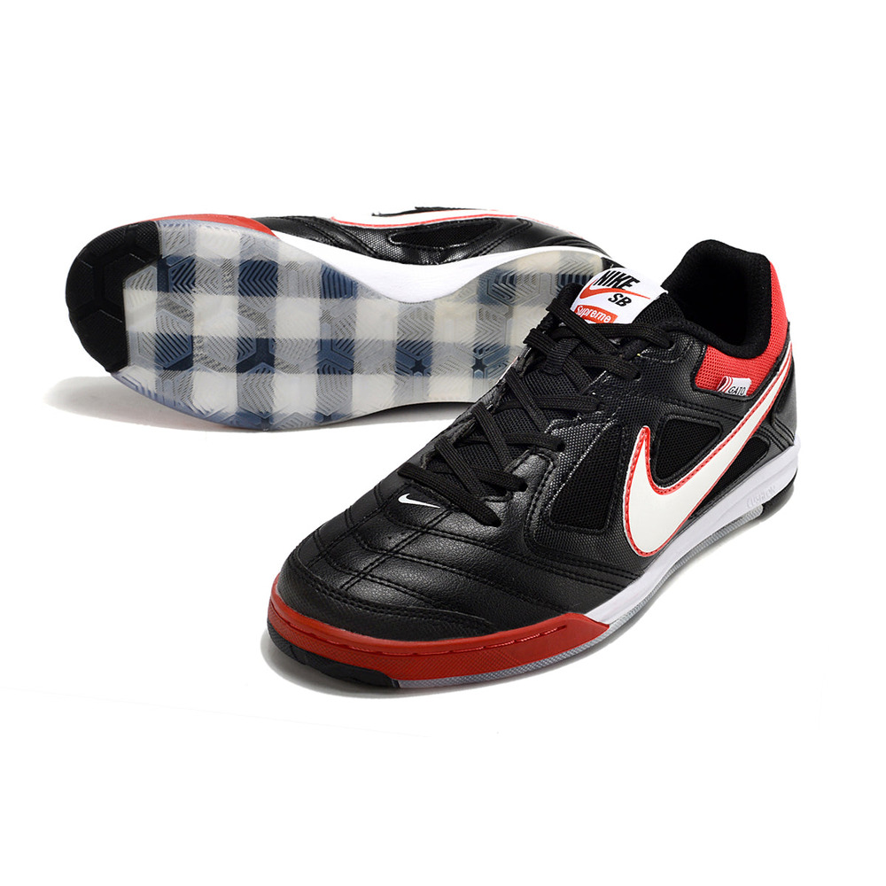 Chuteira Futsal Supreme x Nike SB Gato IC Preta, Branca e Vermelha