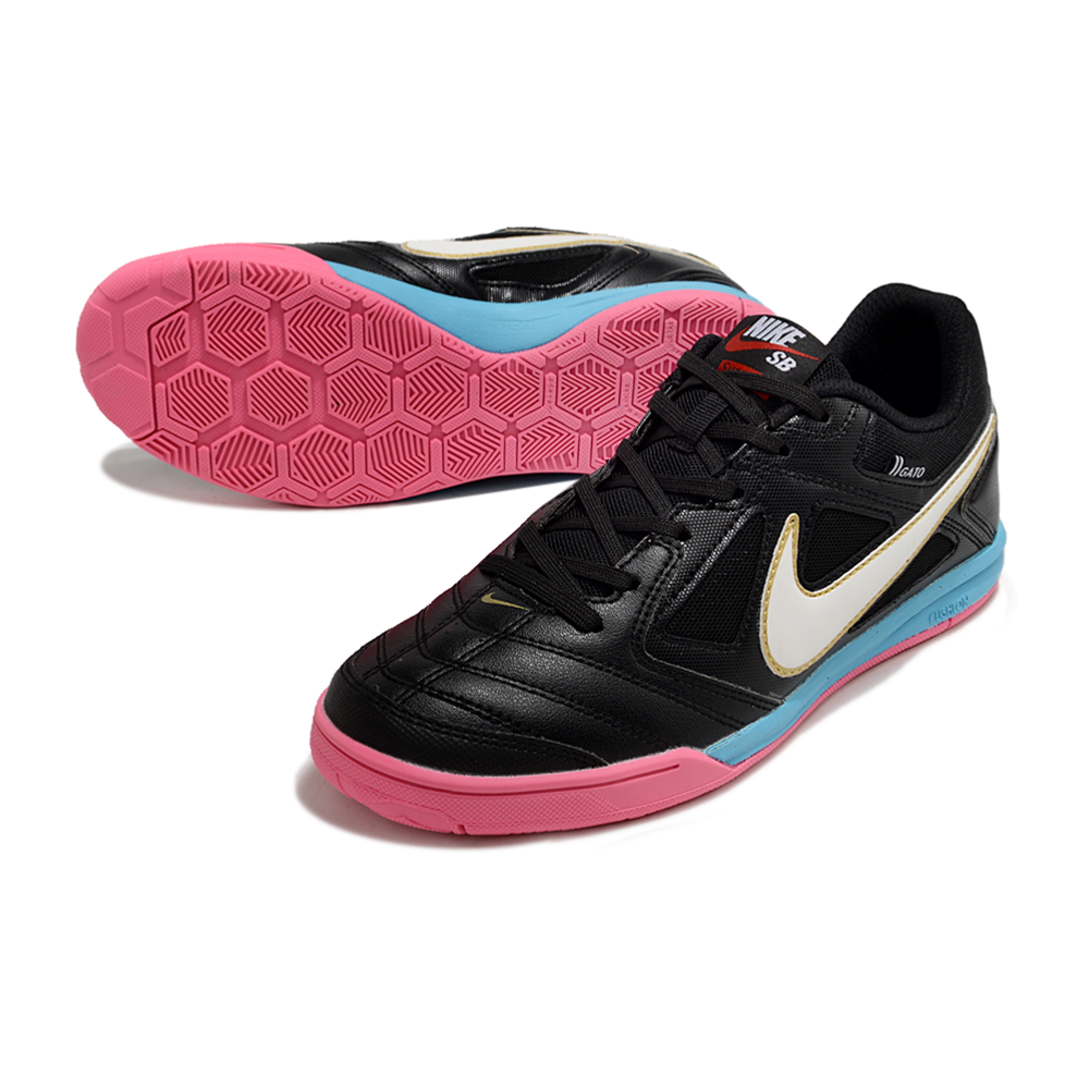 Chuteira Futsal Supreme x Nike SB Gato IC Preta, Rosa e Azul