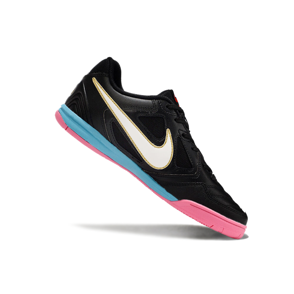 Chuteira Futsal Supreme x Nike SB Gato IC Preta, Rosa e Azul