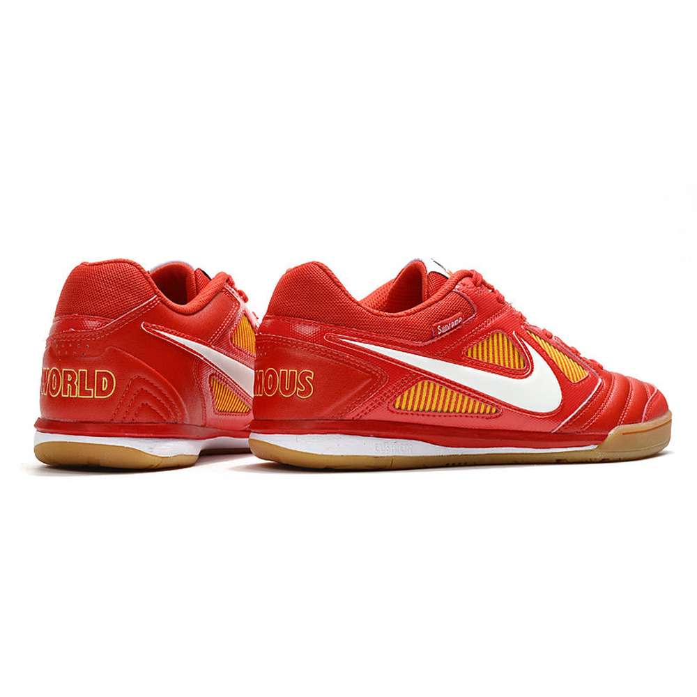 Chuteira Futsal Supreme x Nike SB Gato IC Vermelha, Branca e Amarela