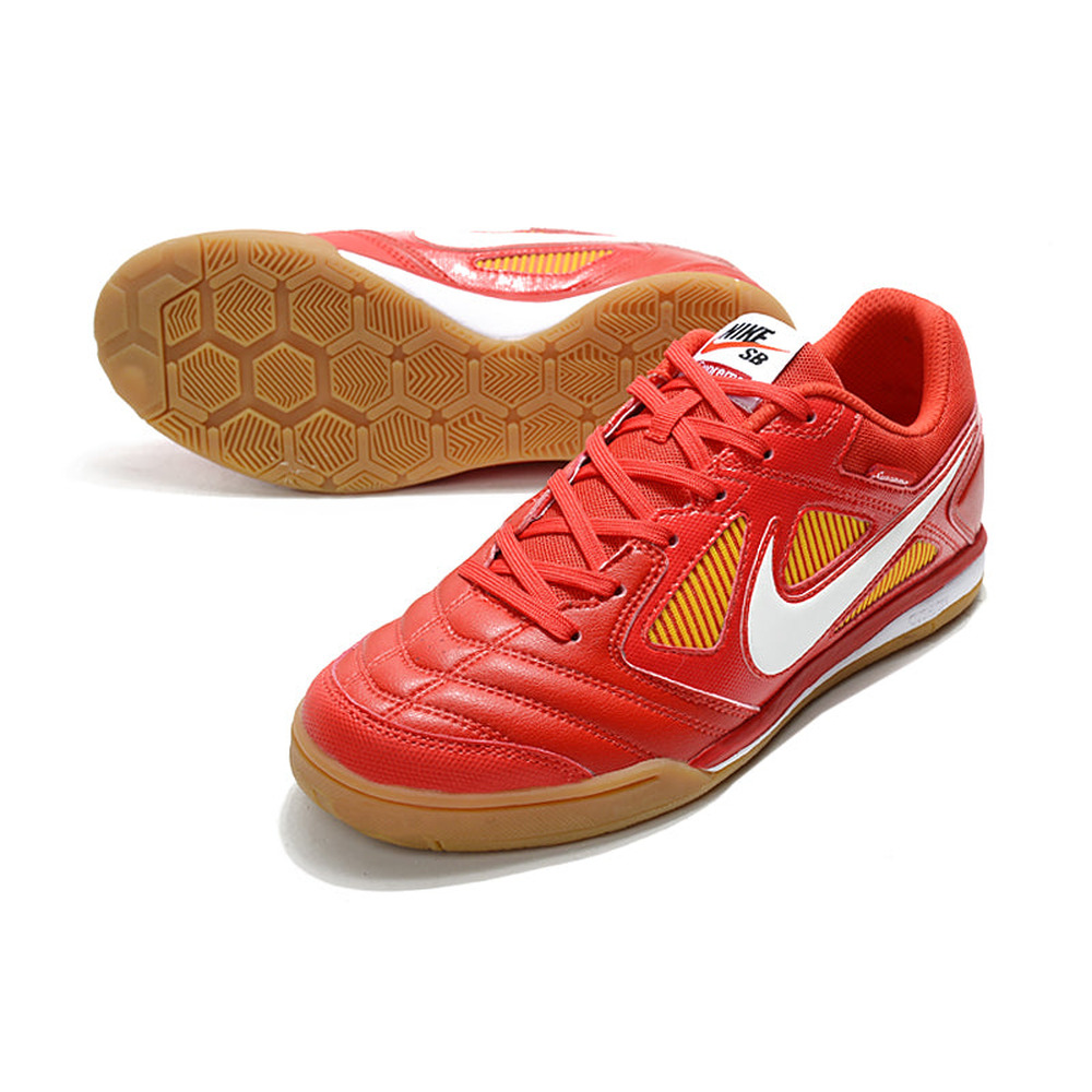 Chuteira Futsal Supreme x Nike SB Gato IC Vermelha, Branca e Amarela