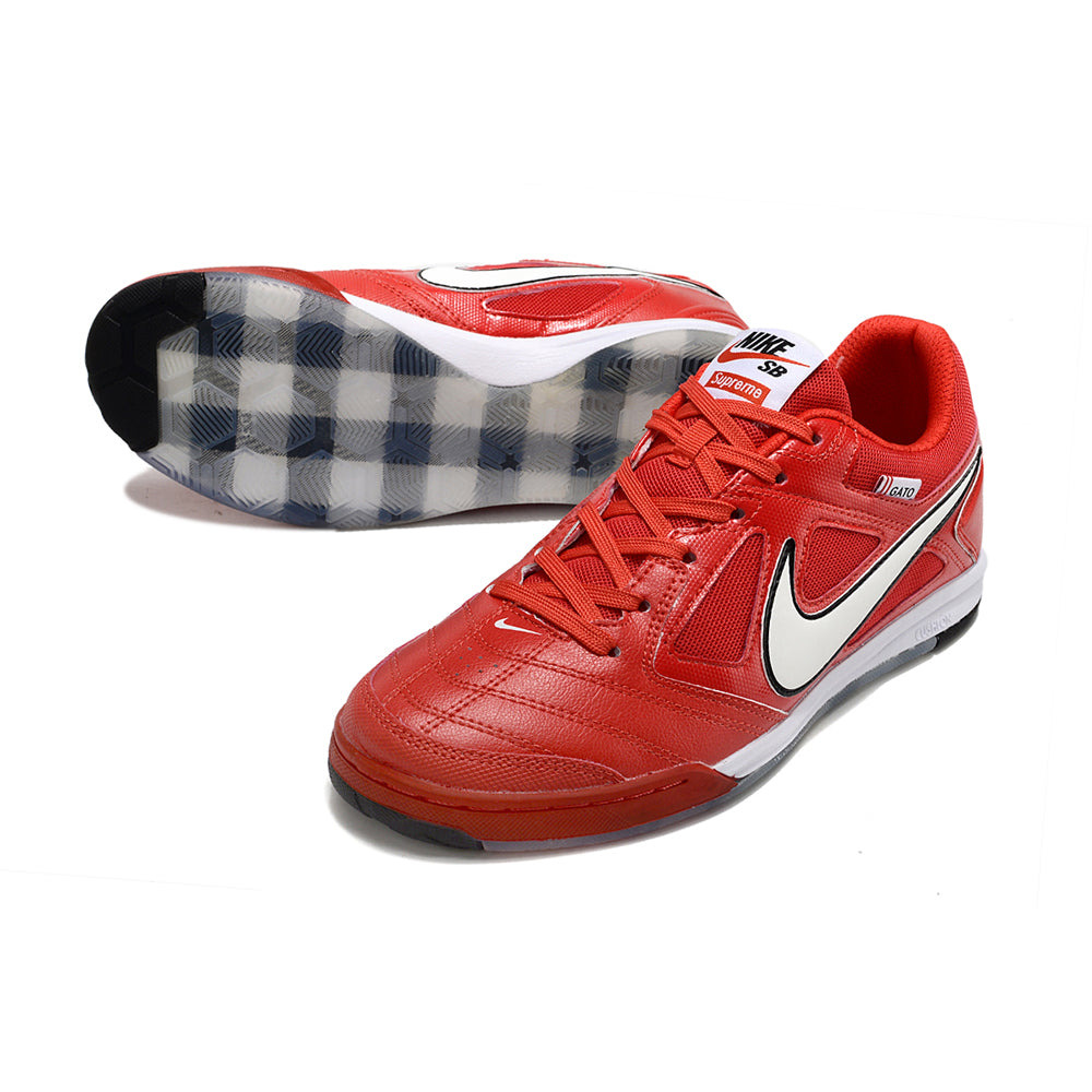 Chuteira Futsal Supreme x Nike SB Gato IC Vermelha, Branca e Preta