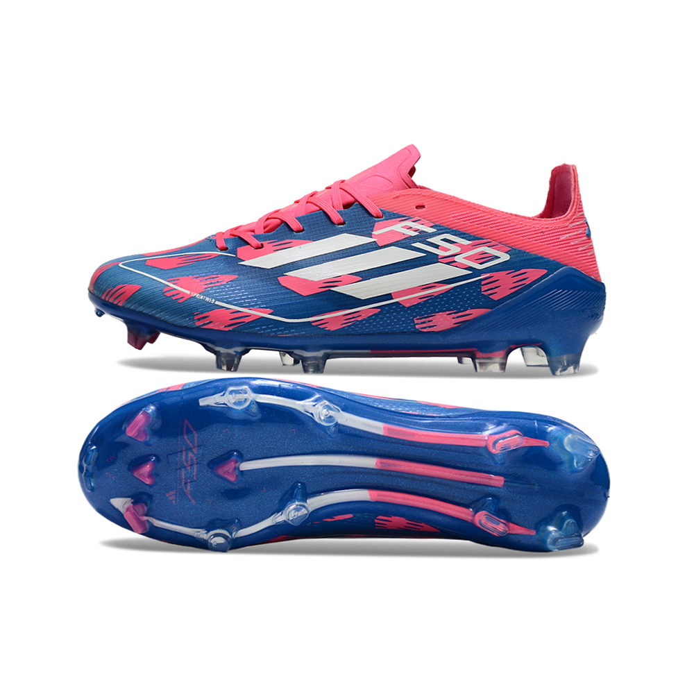 Chuteira Infantil Campo Adidas F50 FG Rosa, Azul e Branca 