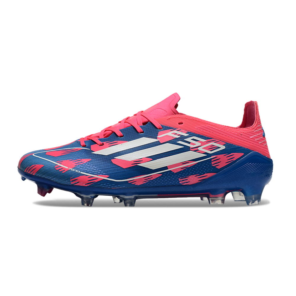 Chuteira Infantil Campo Adidas F50 FG Rosa, Azul e Branca 