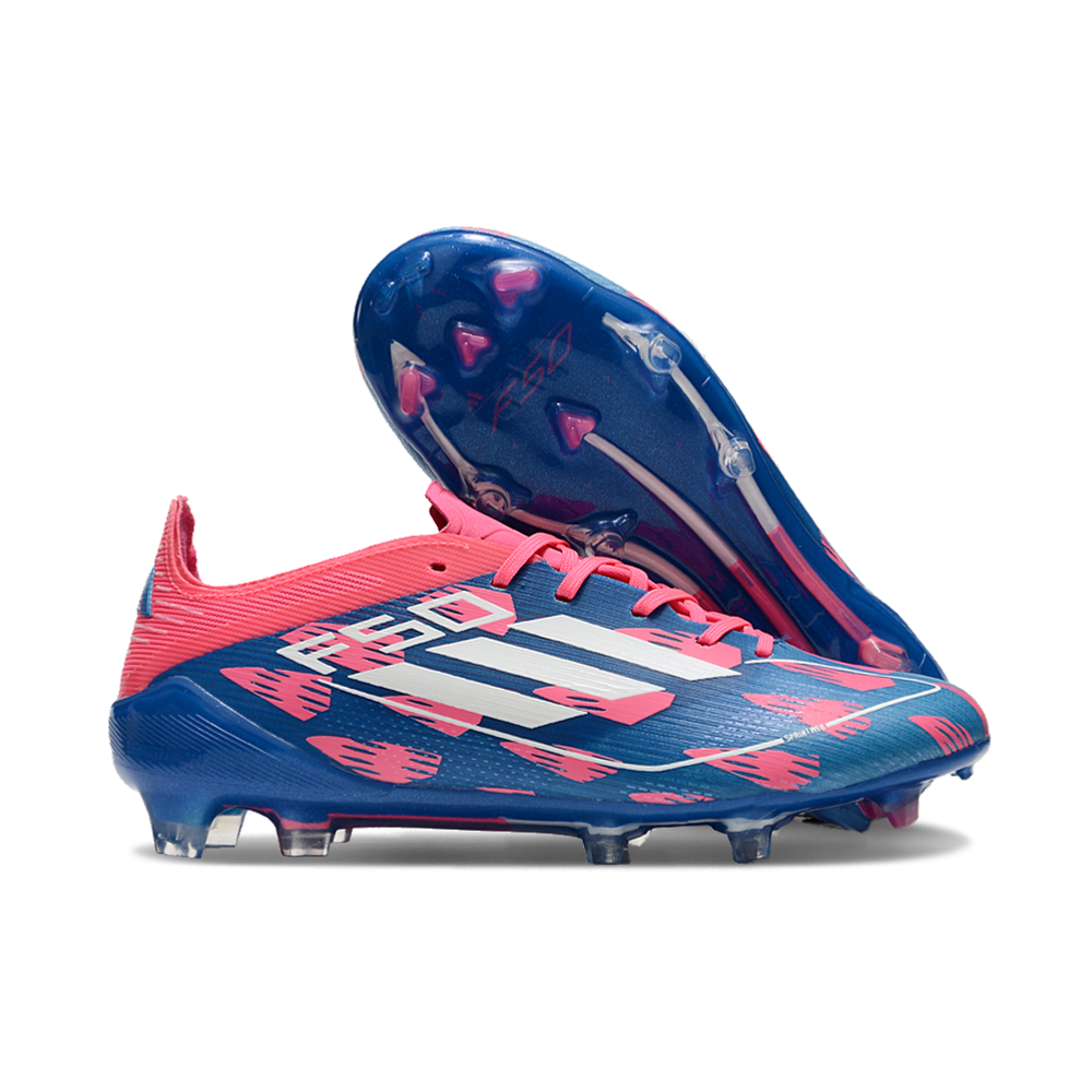 Chuteira Infantil Campo Adidas F50 FG Rosa, Azul e Branca 