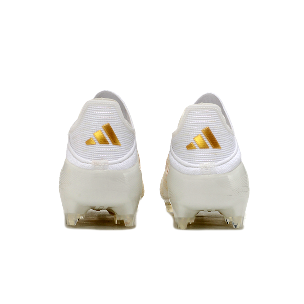 Chuteira Infantil Campo Adidas F50 TF Branca e Dourada 