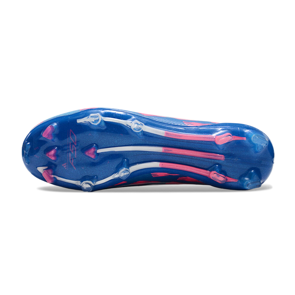Chuteira Infantil Campo Adidas F50+ LL FG Rosa, Azul e Branca 