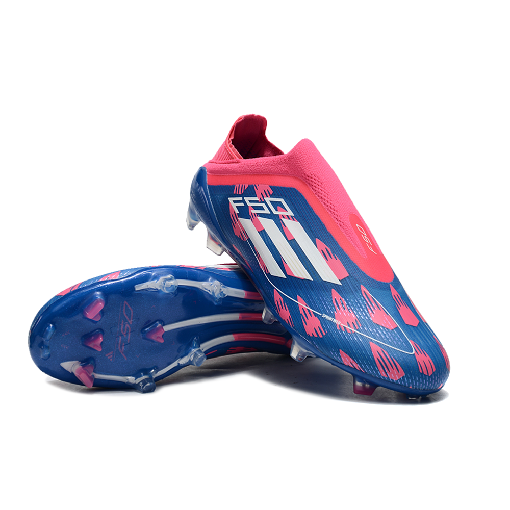 Chuteira Infantil Campo Adidas F50+ LL FG Rosa, Azul e Branca 