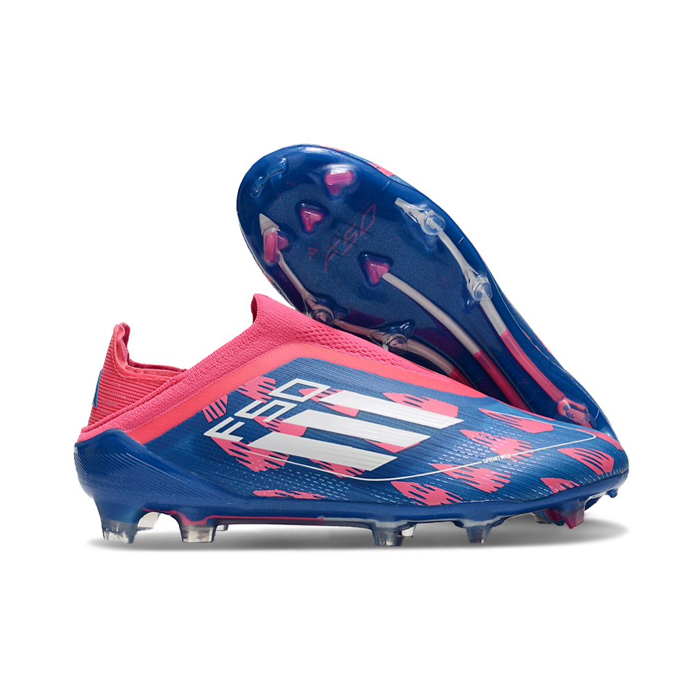 Chuteira Infantil Campo Adidas F50+ LL FG Rosa, Azul e Branca 