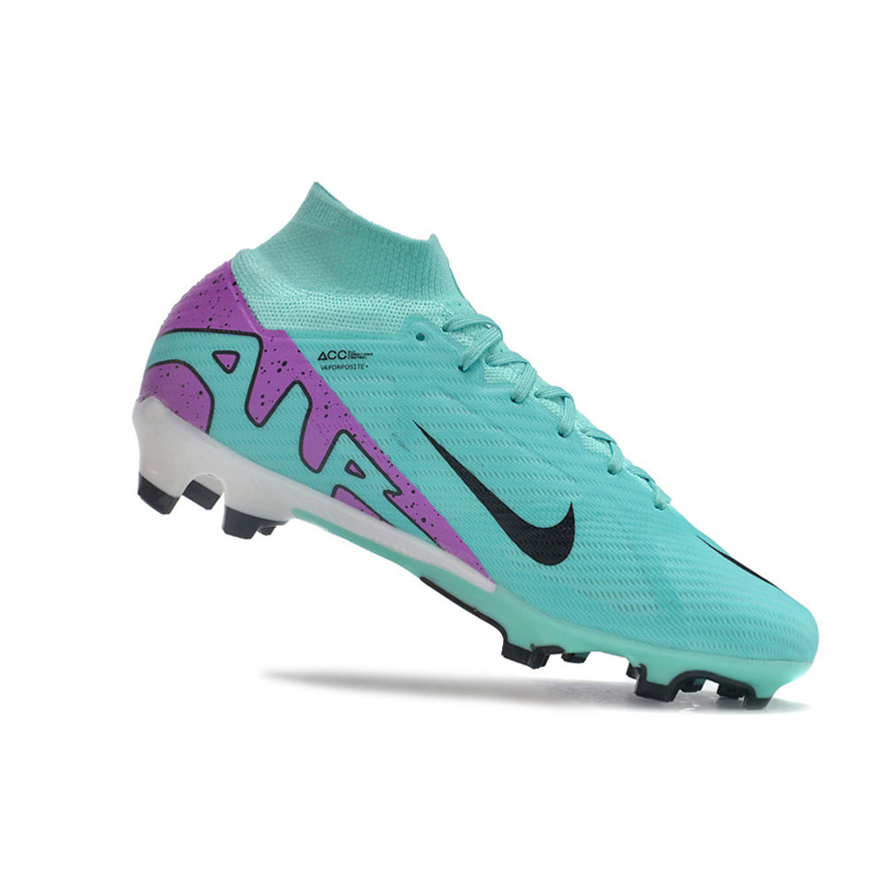 Chuteira Infantil Campo Nike Air Zoom Mercurial Superfly 9 Elite FG Azul e Roxa 