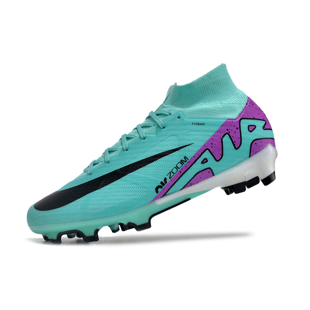 Chuteira Infantil Campo Nike Air Zoom Mercurial Superfly 9 Elite FG Azul e Roxa 