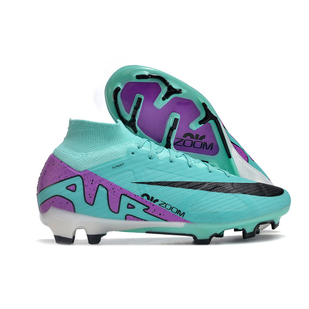 Chuteira Infantil Campo Nike Air Zoom Mercurial Superfly 9 Elite FG Azul e Roxa 