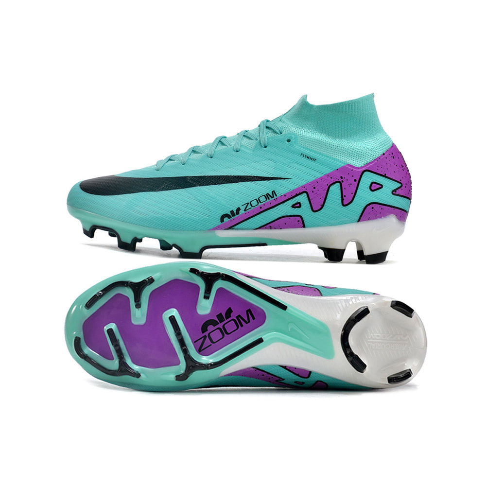Chuteira Infantil Campo Nike Air Zoom Mercurial Superfly 9 Elite FG Azul e Roxa 