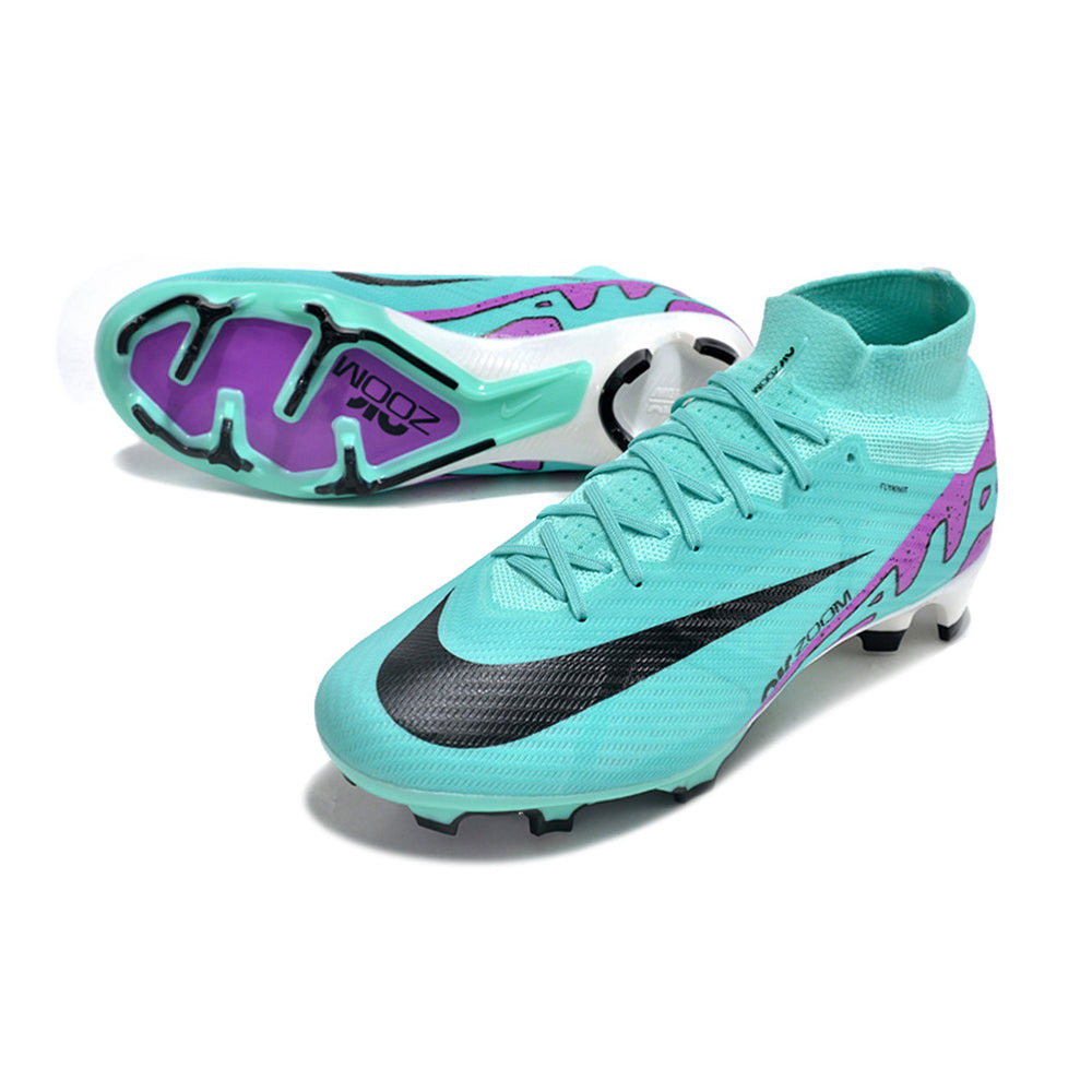 Chuteira Infantil Campo Nike Air Zoom Mercurial Superfly 9 Elite FG Azul e Roxa 