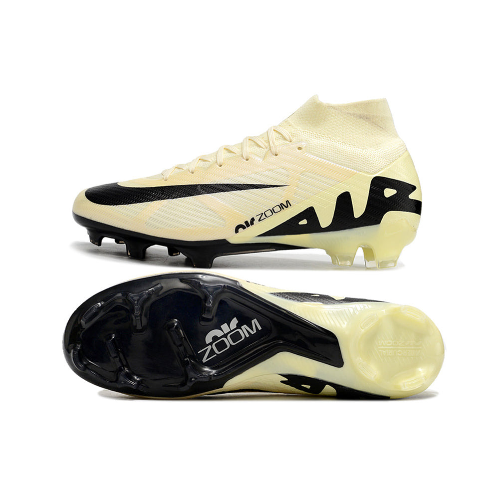 Chuteira Infantil Campo Nike Air Zoom Mercurial Superfly 9 Elite FG Bege e Preta 