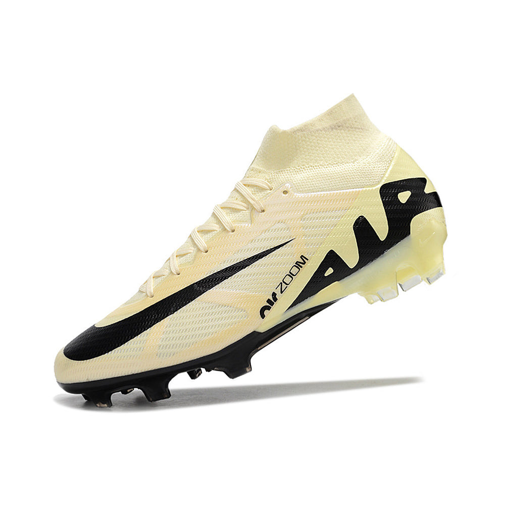 Chuteira Infantil Campo Nike Air Zoom Mercurial Superfly 9 Elite FG Bege e Preta 