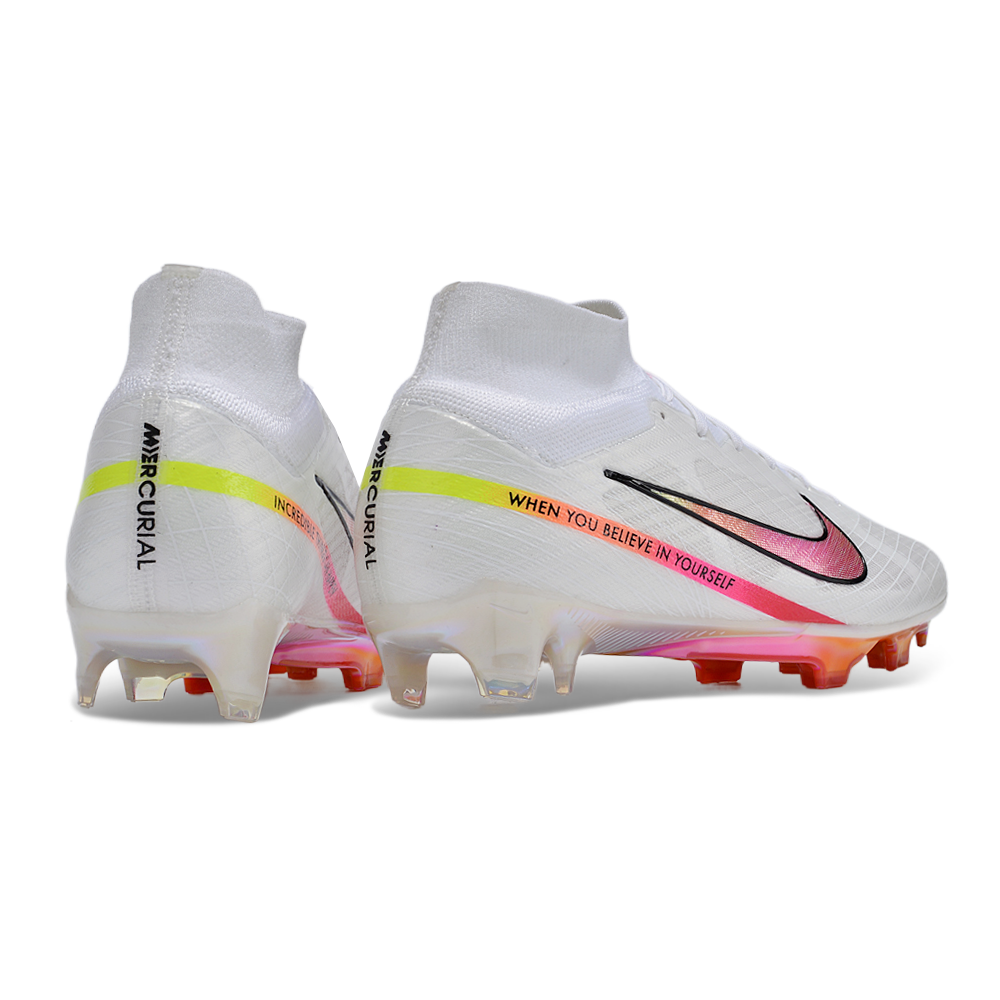 Chuteira Infantil Campo Nike Air Zoom Mercurial Superfly 9 Elite FG Branca 