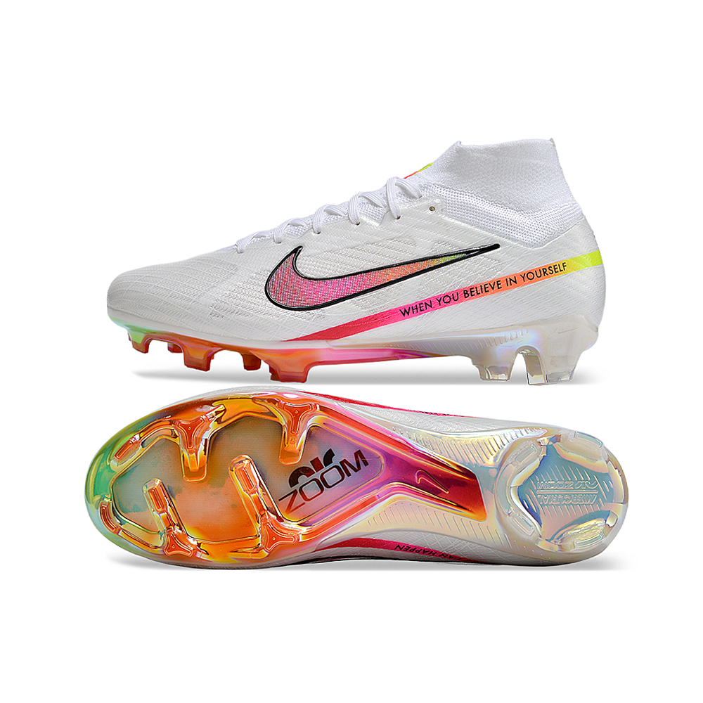 Chuteira Infantil Campo Nike Air Zoom Mercurial Superfly 9 Elite FG Branca 