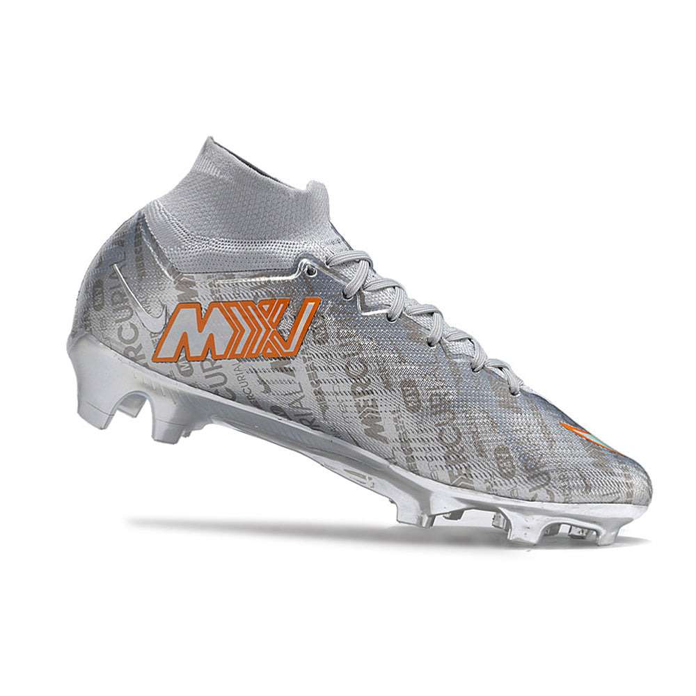 Chuteira Infantil Campo Nike Air Zoom Mercurial Superfly 9 Elite FG Prata 