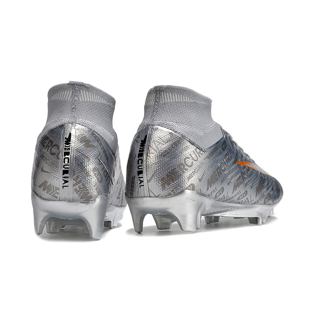 Chuteira Infantil Campo Nike Air Zoom Mercurial Superfly 9 Elite FG Prata 