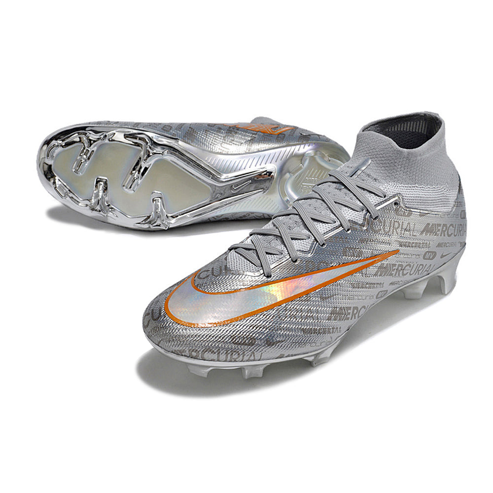 Chuteira Infantil Campo Nike Air Zoom Mercurial Superfly 9 Elite FG Prata 