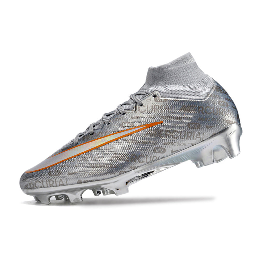 Chuteira Infantil Campo Nike Air Zoom Mercurial Superfly 9 Elite FG Prata 