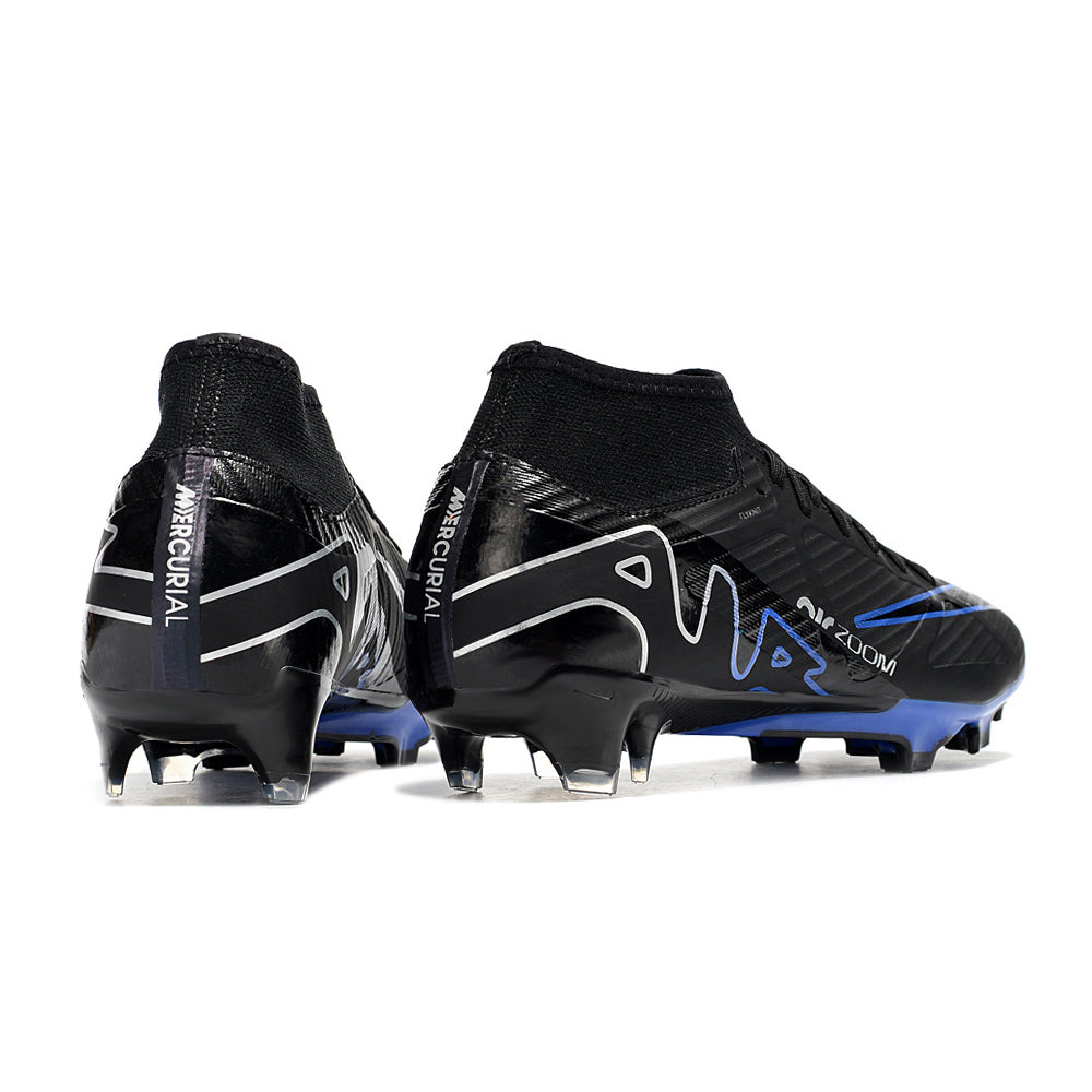 Chuteira Infantil Campo Nike Air Zoom Mercurial Superfly 9 Elite FG Preta e Azul 