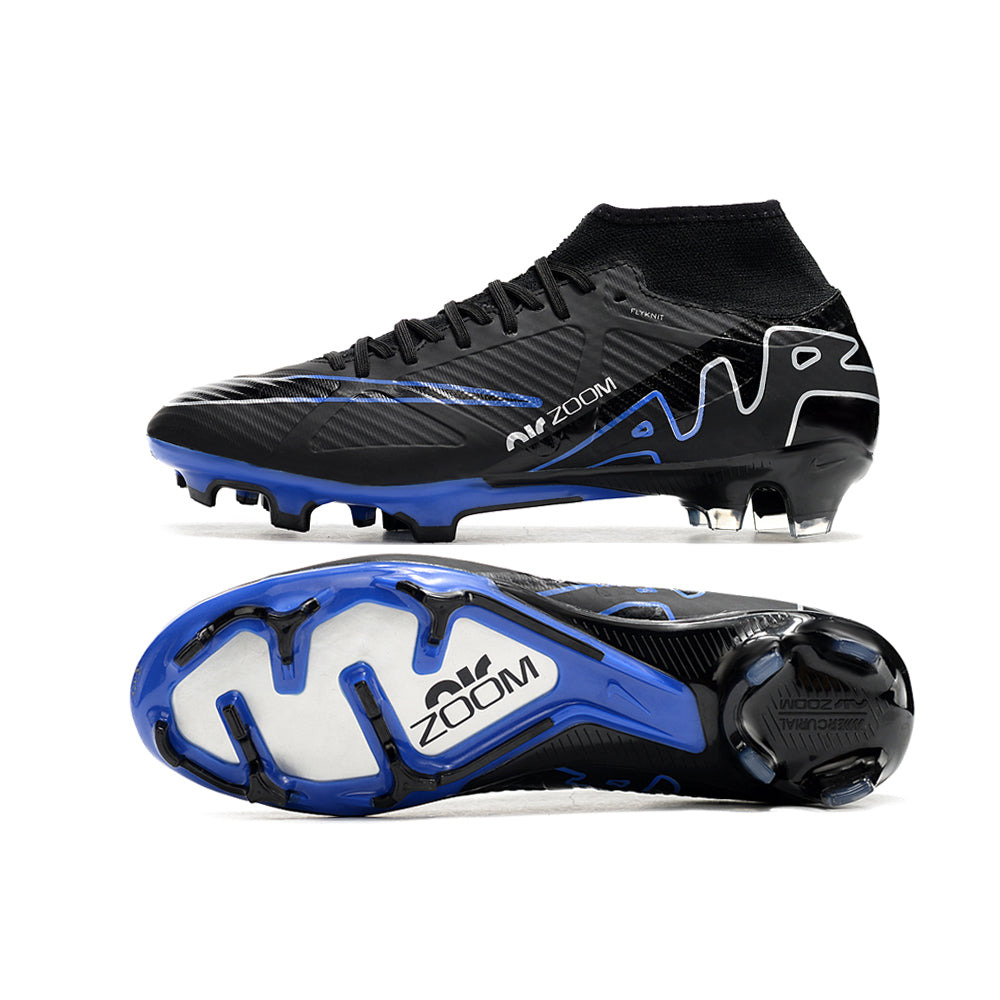Chuteira Infantil Campo Nike Air Zoom Mercurial Superfly 9 Elite FG Preta e Azul 