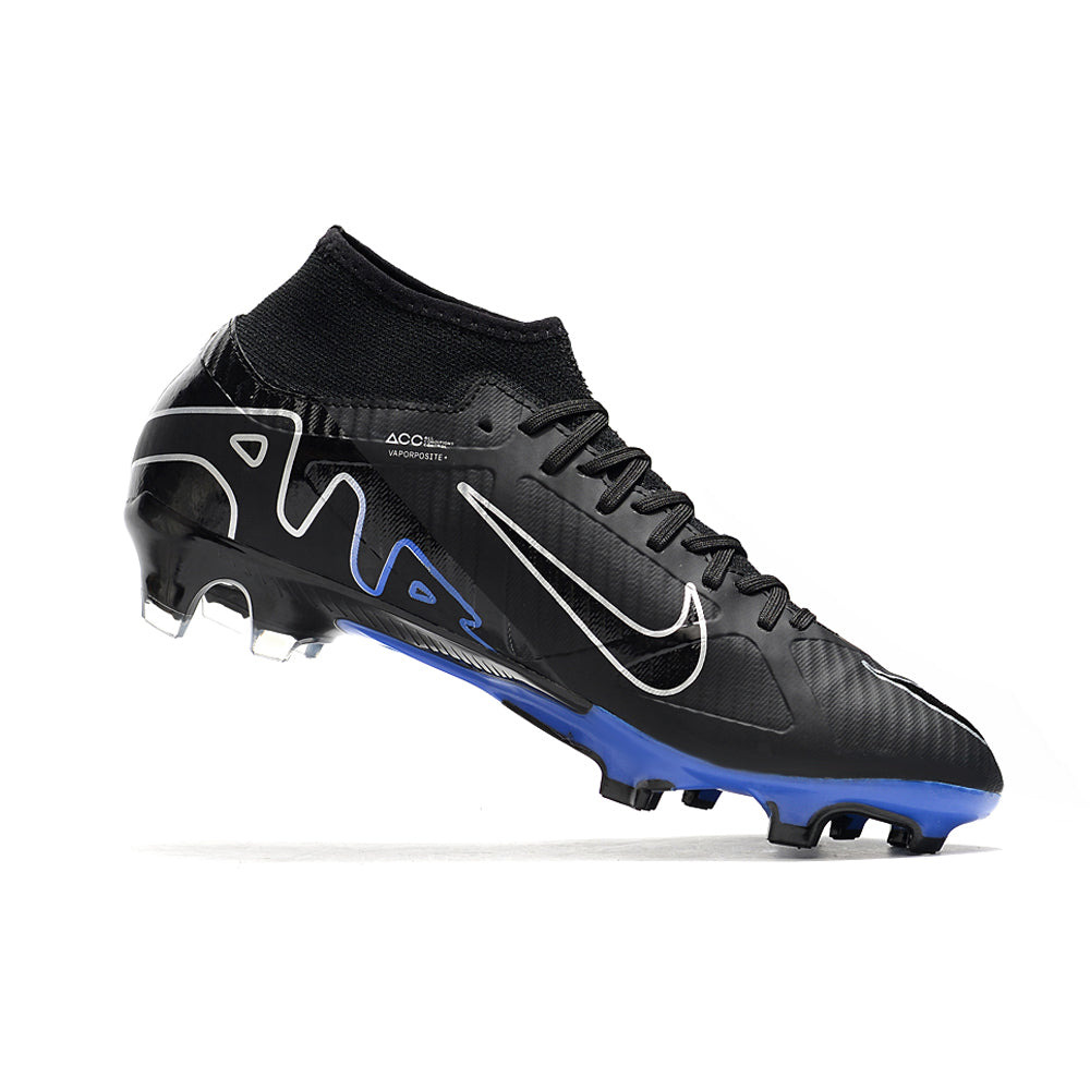 Chuteira Infantil Campo Nike Air Zoom Mercurial Superfly 9 Elite FG Preta e Azul 