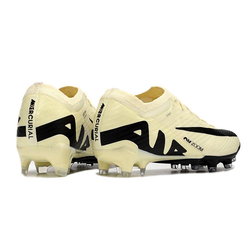 Chuteira Infantil Campo Nike Air Zoom Mercurial Vapor 15 Elite FG Bege e Preta 