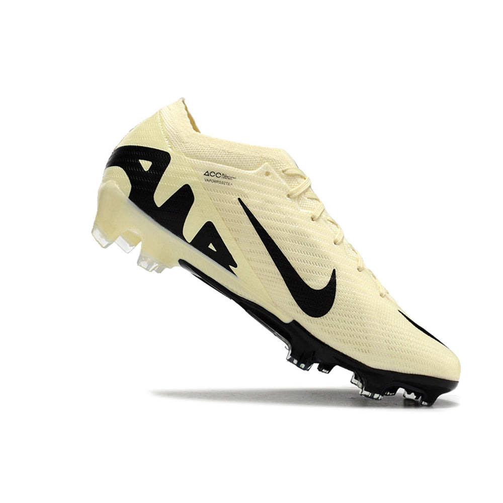Chuteira Infantil Campo Nike Air Zoom Mercurial Vapor 15 Elite FG Bege e Preta 