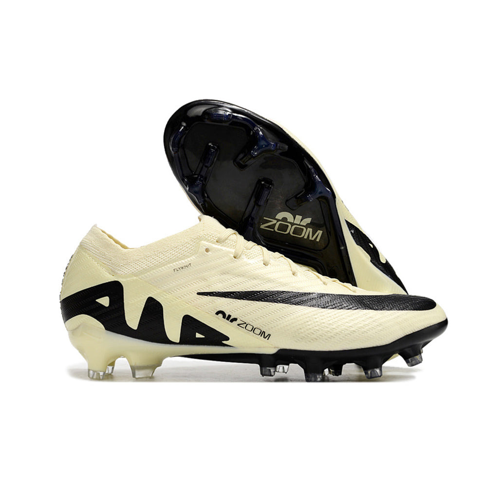Chuteira Infantil Campo Nike Air Zoom Mercurial Vapor 15 Elite FG Bege e Preta 