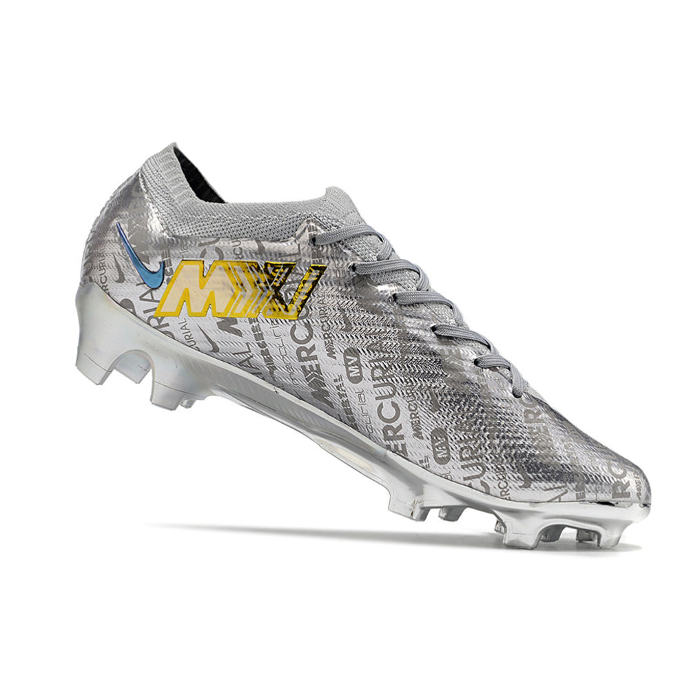 Chuteira Infantil Campo Nike Air Zoom Mercurial Vapor 15 Elite FG Prata 