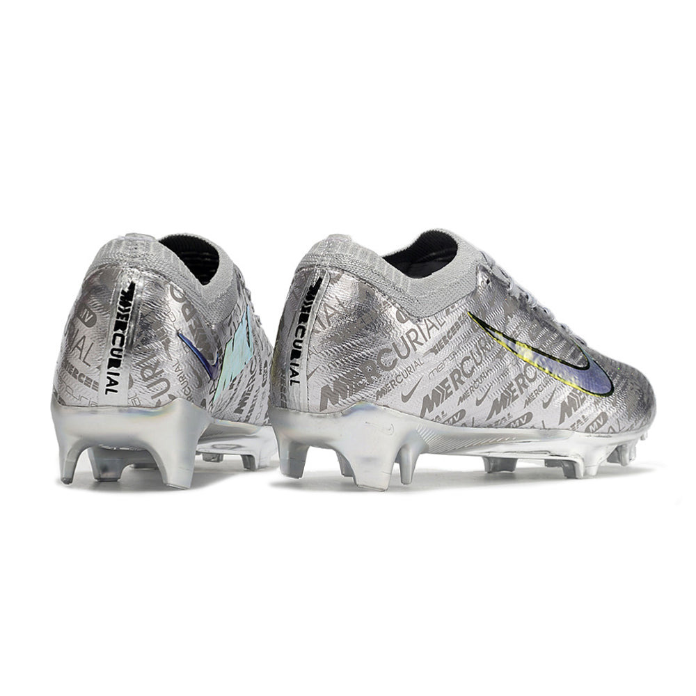 Chuteira Infantil Campo Nike Air Zoom Mercurial Vapor 15 Elite FG Prata 