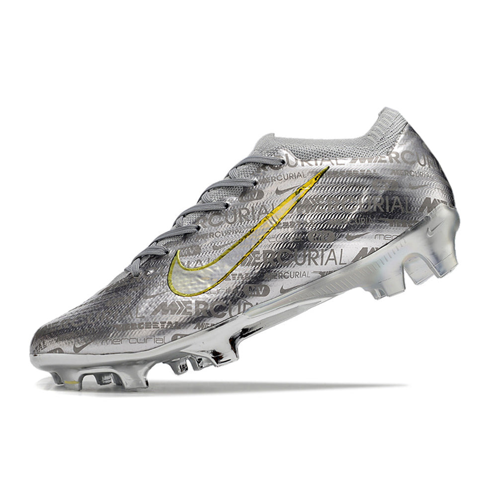 Chuteira Infantil Campo Nike Air Zoom Mercurial Vapor 15 Elite FG Prata 
