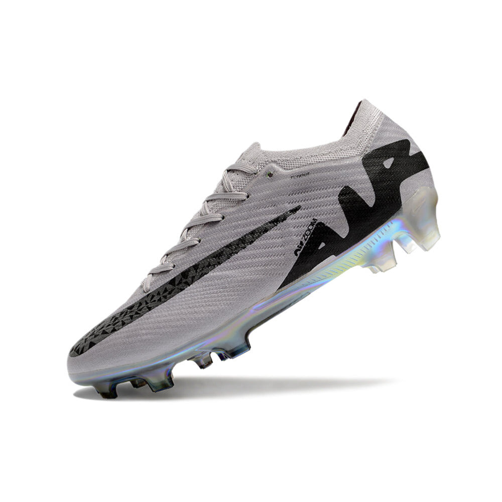 Chuteira Infantil Campo Nike Air Zoom Mercurial Vapor 15 Elite FG Prata e Preta 