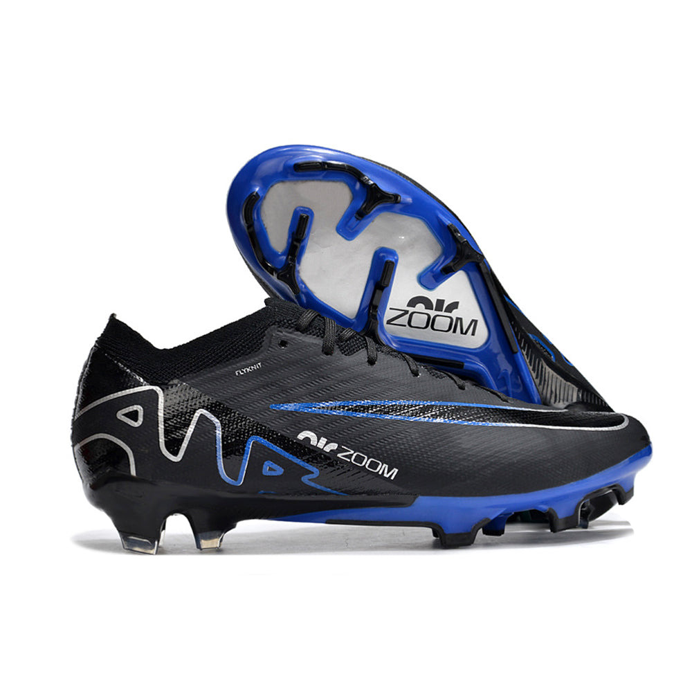 Chuteira Infantil Campo Nike Air Zoom Mercurial Vapor 15 Elite FG Preta e Azul 