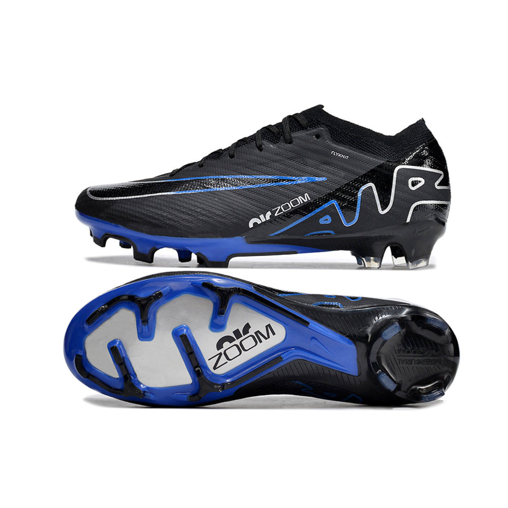 Chuteira Infantil Campo Nike Air Zoom Mercurial Vapor 15 Elite FG Preta e Azul 