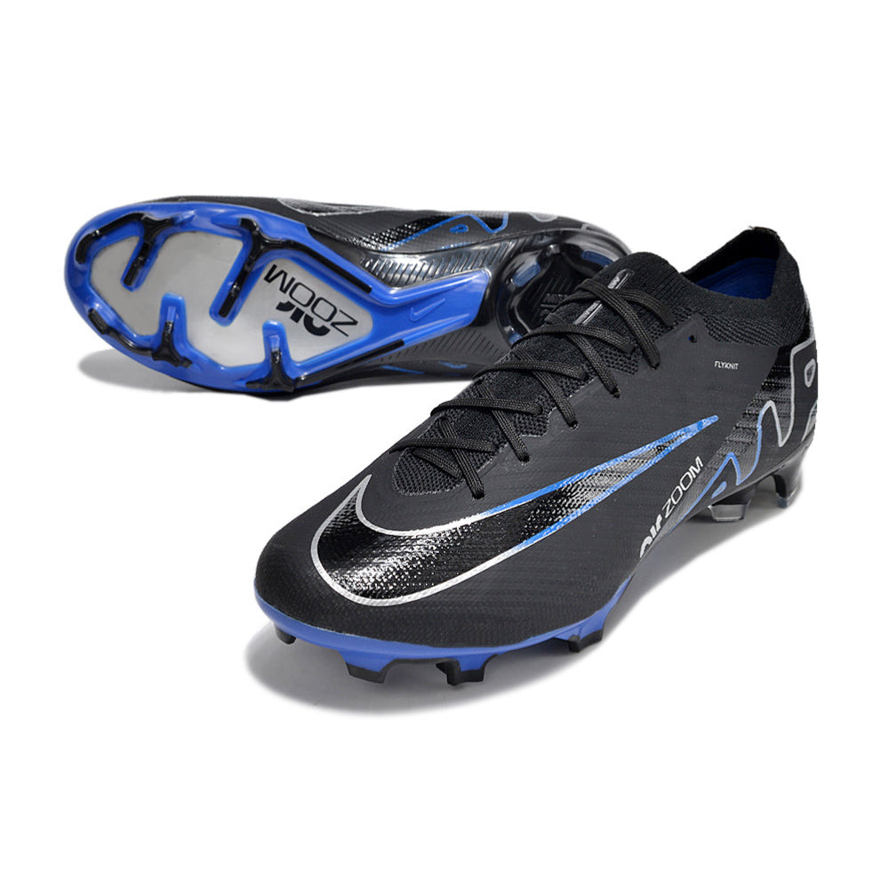 Chuteira Infantil Campo Nike Air Zoom Mercurial Vapor 15 Elite FG Preta e Azul 